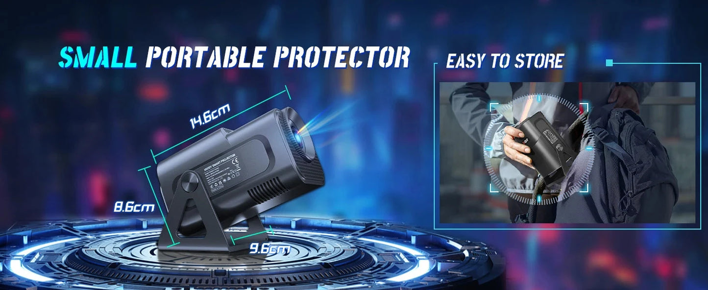 XGODY 12000LM Native 720P Portable Smart Projector Auto Keystone WIFI 6 Home Theater 4K Supported