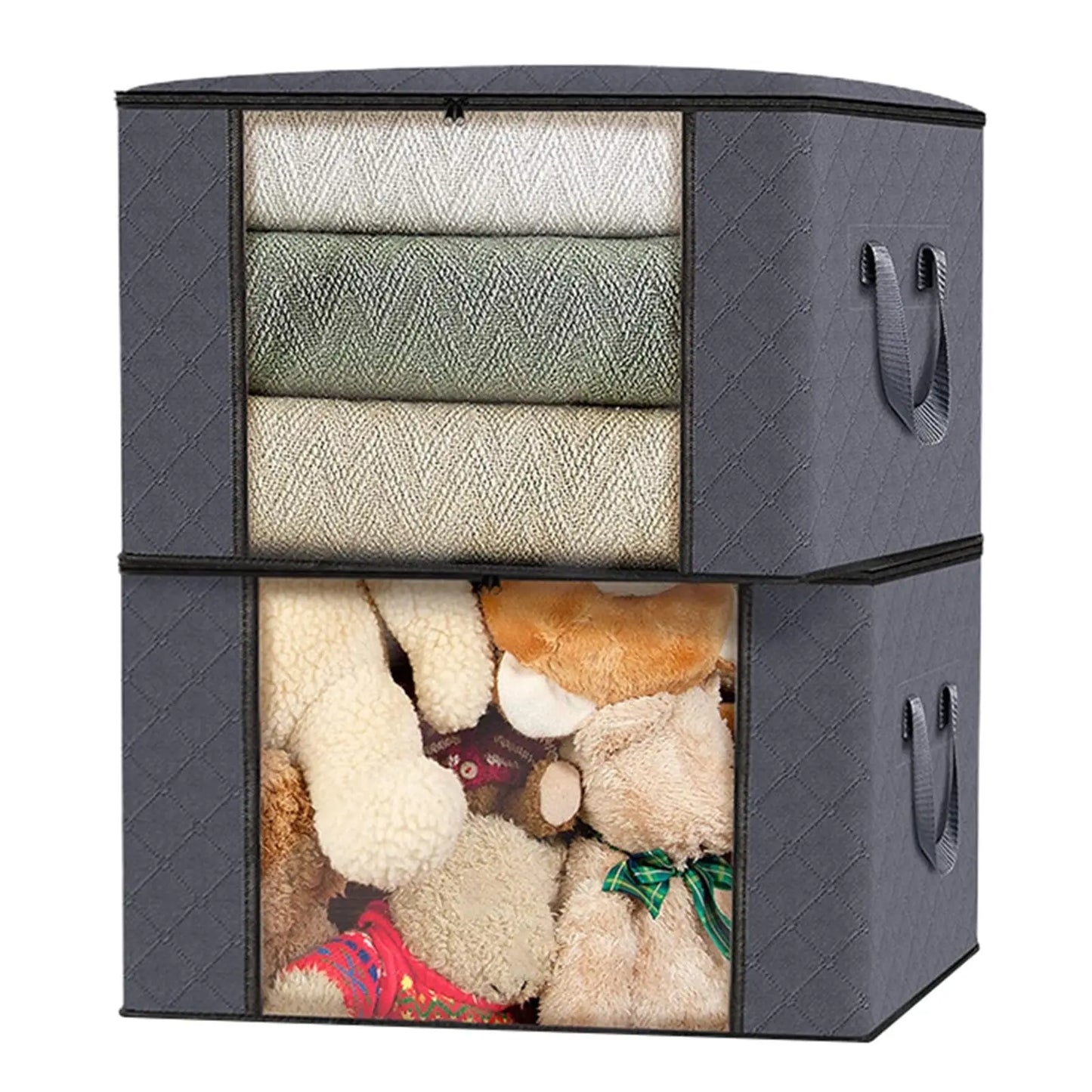 Foldable Under Bed Storage Containers with Clear Window Underbed Toy Organizers and Clothing Storage Bags Closet Storage Bins - AMULET RING STORE