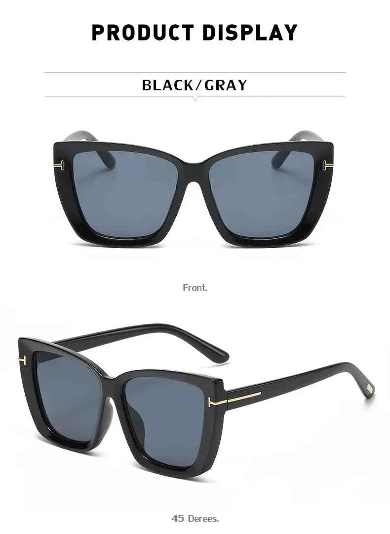 New Square Designer Cat Eye Sunglasses Women Vintage High Quality Sun Glasses Fashion Big Frame Cool Sexy Female Oculos