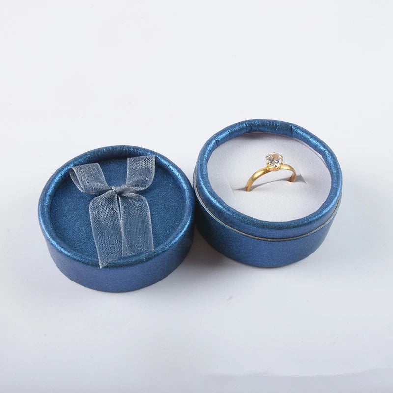 Small Bowknot Round Ring Box Jewelry Display Case Jewelry Storage Organizer Gift Packaging Box 5.5*3.5cm - AMULET RING STORE