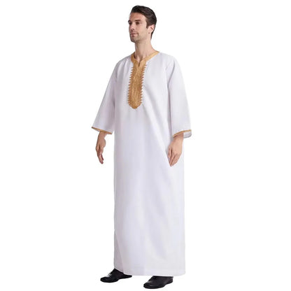 Jubba Thobe For Man Islamic Muslim Clothing Fashion Moroccan Saudi Arabic Dubai Oman Adult Long Sleeve Plus Size Casual Kaftan