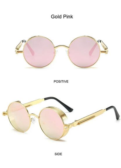 Classic Gothic Steampunk Sunglasses Luxury Brand Designer High Quality Men and Women Retro Round Metal Frame Sunglasses UV400
