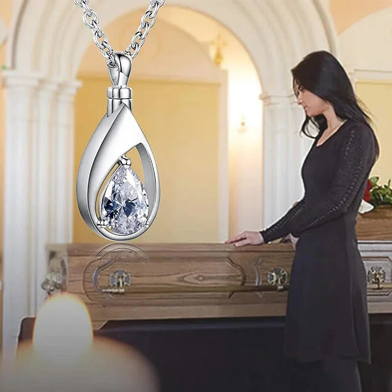 Huitan Elegant Water-drop CZ Pendant Necklace for Women Charming Delicate Neck Accessory Trendy Graceful Jewelry for Engagement - AMULET RING STORE