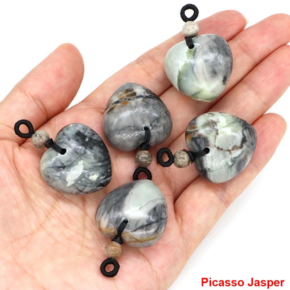 24mm Heart Shape Pendants Natural Stone Healing Crystal Quartz Tiger Eye Energy Gemstones for Jewelry Making DIY Necklace Gifts