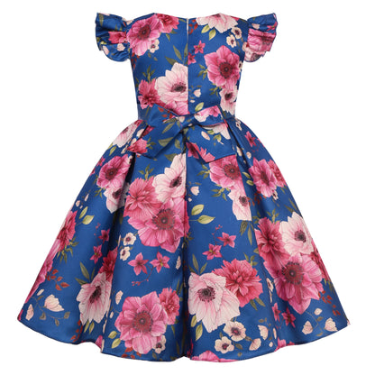 Girl's party dress  Elegant petal-sleeved princess dress  Birthday party dress  Wedding party dress