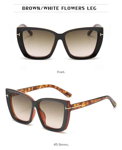 New Square Designer Cat Eye Sunglasses Women Vintage High Quality Sun Glasses Fashion Big Frame Cool Sexy Female Oculos