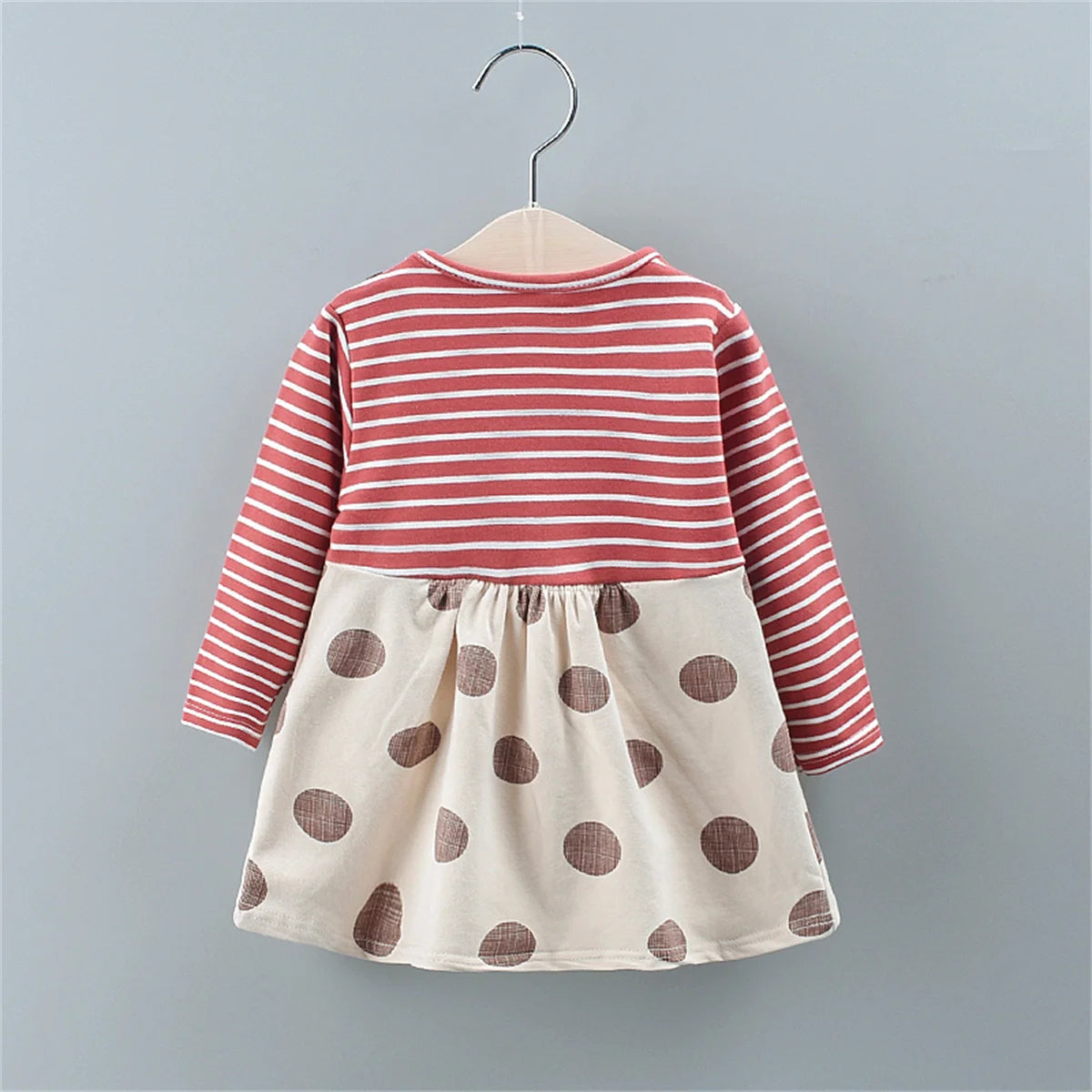 Spot Girls Dress Autumn Children Wear New Fashion Polka Dot Print Bow Long Sleeve Fake Two-piece Children's Skirt - AMULET RING STORE