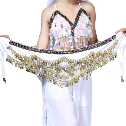 1PC New Style Belly Dance Belt Newest Multi-color Glass Silk Velvet Dancing Belt Scarf Crystal BellyDance Waist Chain Hip Scarf - AMULET RING STORE