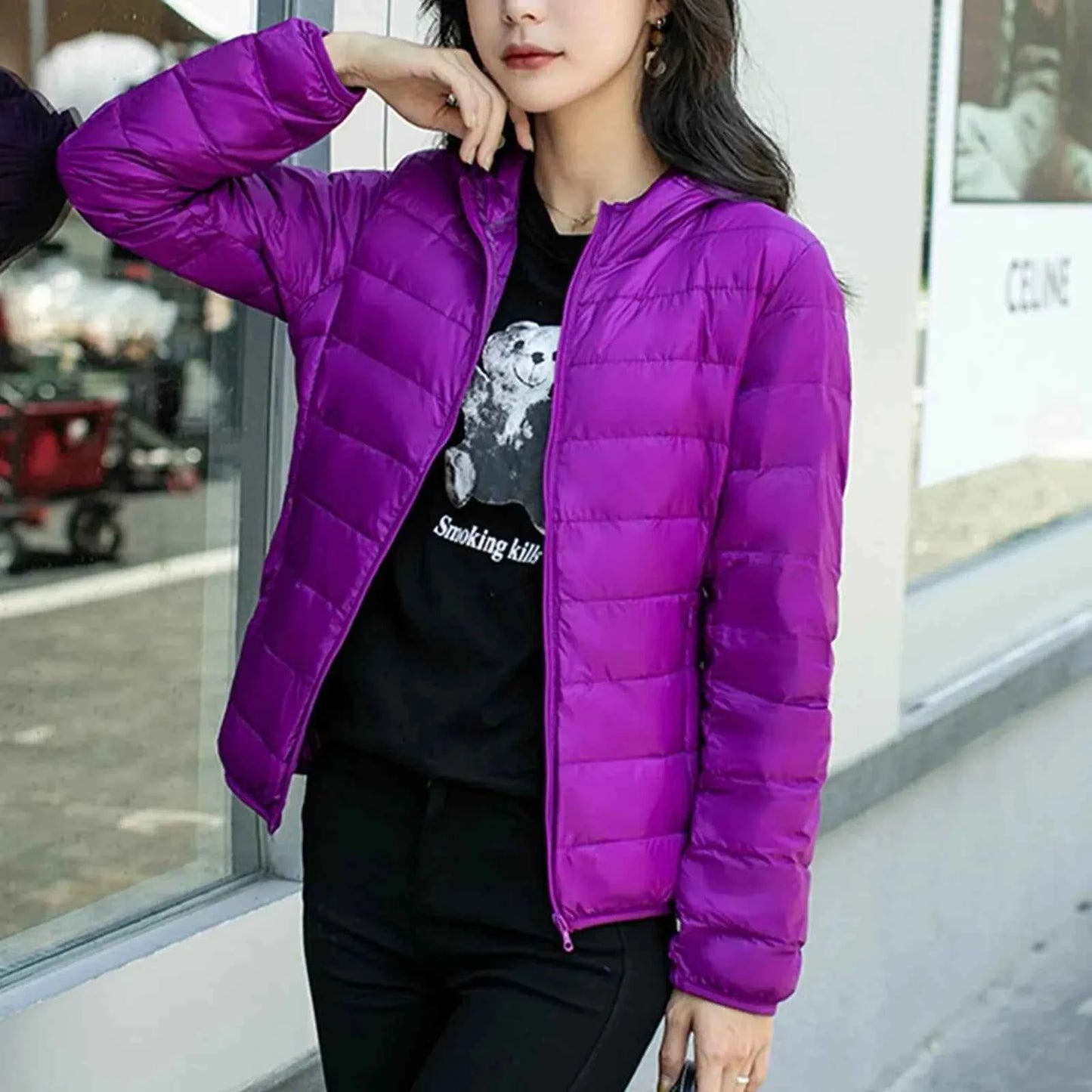 Women's Puffer Coat Winter Hooded 2023 Fashion Glossy Waterproof Loose Thicken Warm Down Cotton Jacket Outwear S-3XL