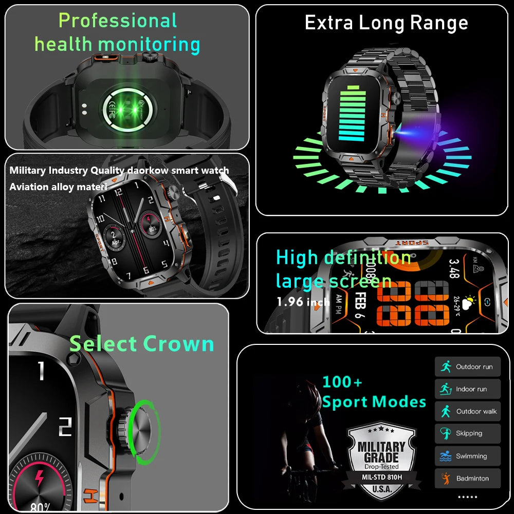 New Full Touch Smart Watch Men For Android Xiaomi Blood Pressure Oxygen Fitness Watch Waterproof LED Flashlight SmartWatch 2024 - AMULET RING STORE