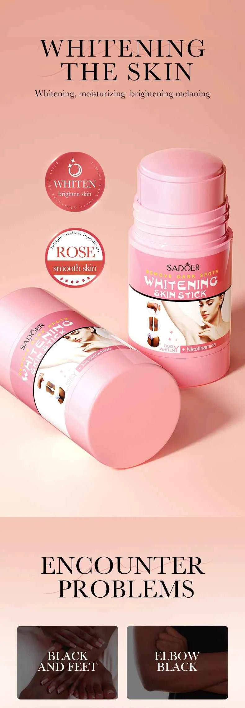 Niacinamide Whitening Cream Stick Remove Dark Spots Bleaching Private Parts Underarm  Brighten Butt Knee Inner Thigh Body Care