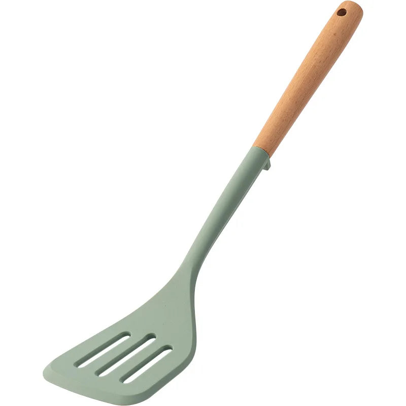 NEW Silicone Spatula Non Stick Pan Wooden Handle Silicone Vegetable Heat-resistant Silicone Cooking Spatula Spoon Kitchen tool - AMULET RING STORE