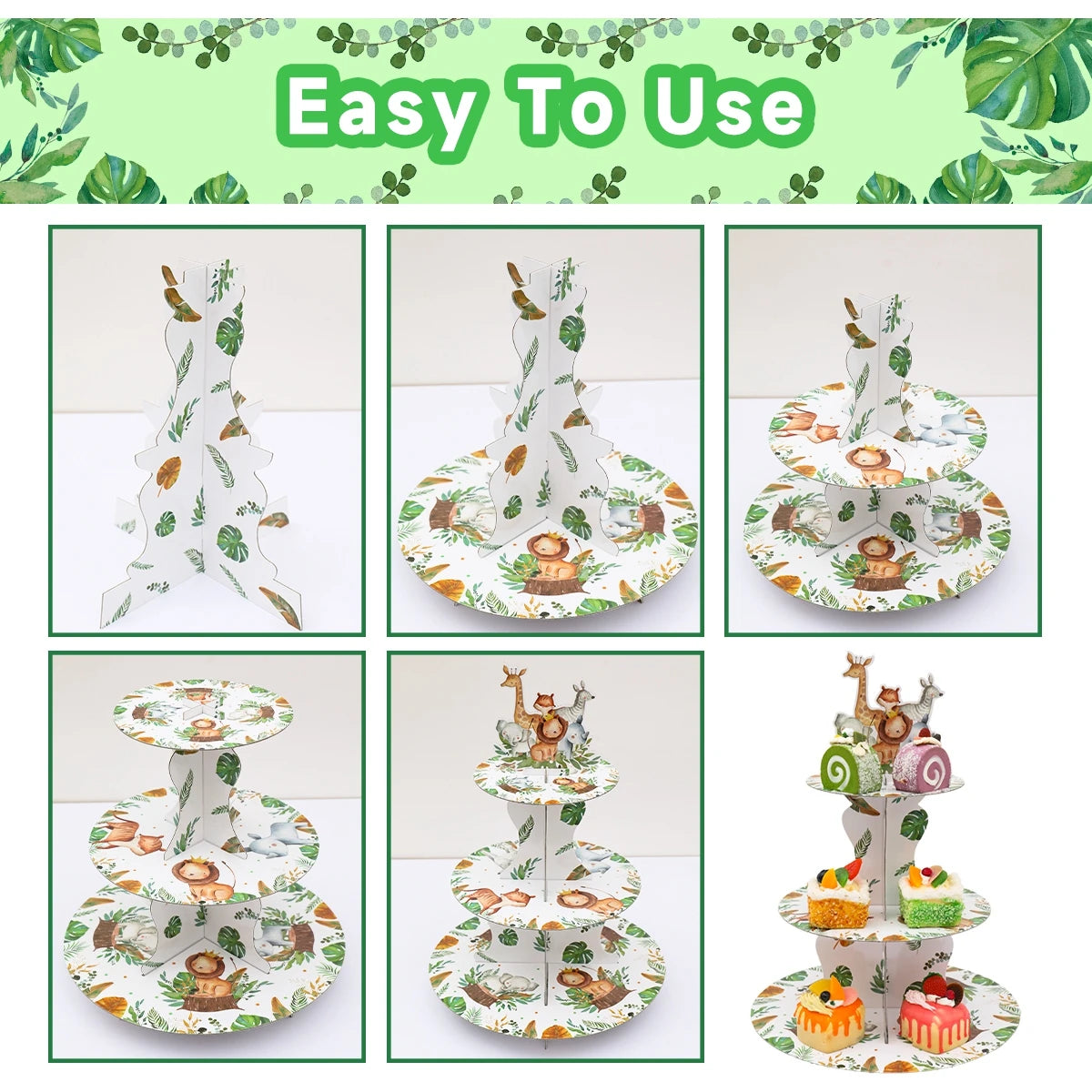 Cake Display Stand Jungle Mermaid Birthday Party Decorations Kids Dessert Holder Cake Tray Butterfly Baby Shower Cupcake Support - AMULET RING STORE