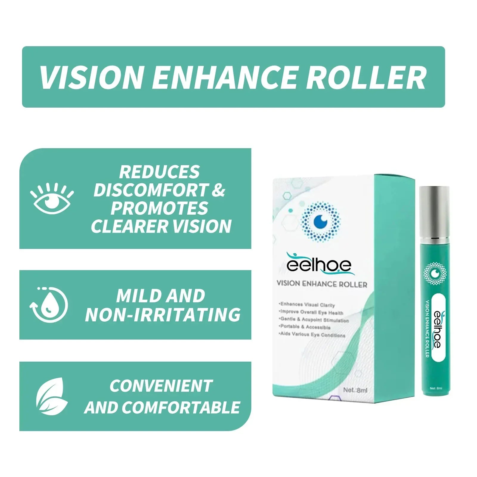 Vision Enhance Roller Promotes Clearer Eyesight Mild Relax Massage Reduce Discomfort Relieve Dryness Eye Fatigue Health Eye Care - AMULET RING STORE