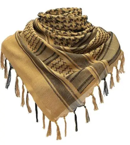 136X133CM Tactical Desert Shemagh Keffiyeh Arab Tessel Scarf Wrap Outdoor Windproof Dustproof Face Protective Scarf Men Women - AMULET RING STORE