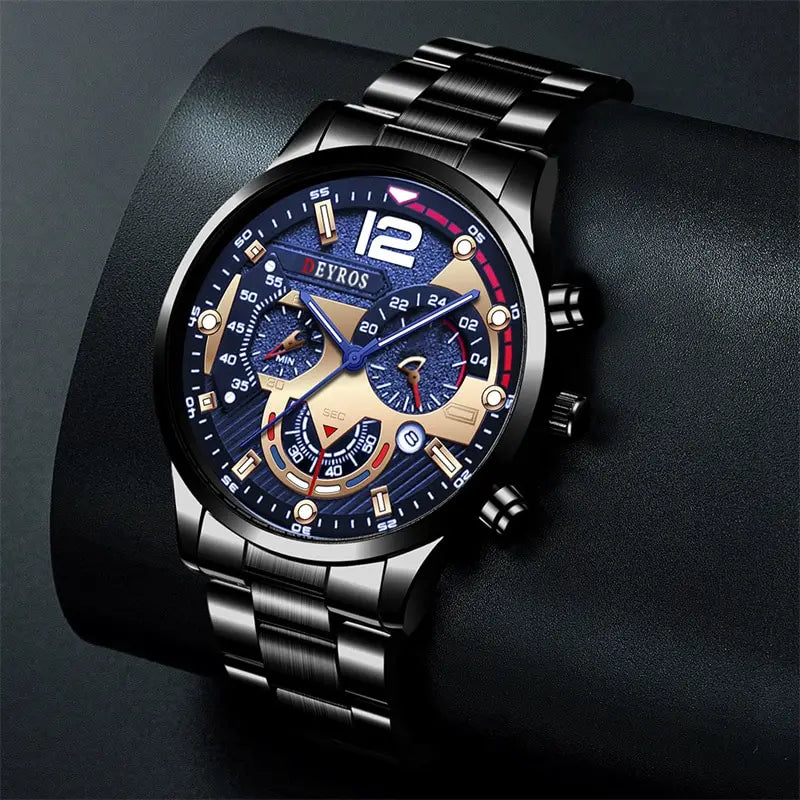 Fashion Mens Watches Luxury Quartz Wristwatch Calendar Luminous Clock Men Business Casual Watch Reloj Hombre - AMULET RING STORE