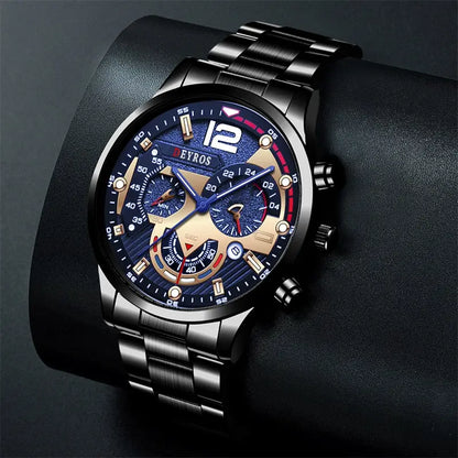 Fashion Mens Watches Luxury Quartz Wristwatch Calendar Luminous Clock Men Business Casual Watch Reloj Hombre - AMULET RING STORE