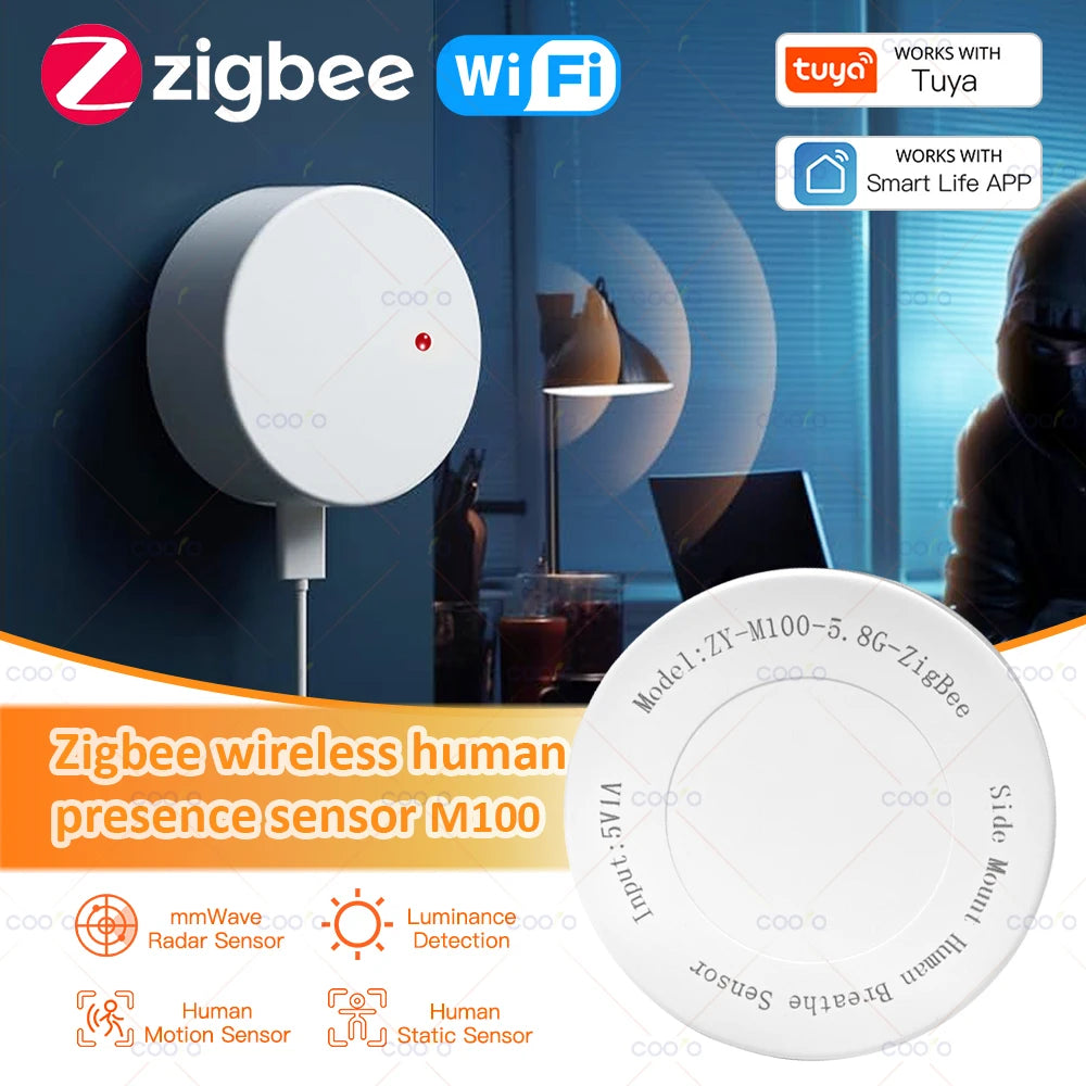 ZigBee Wifi MmWave Human Presence Motion Sensor Radar Wave Human Detector Motion Detector Tuya Hub Smart Life Home Automation - AMULET RING STORE