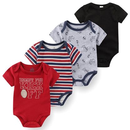 4Pieces Cotton Newborn Bodysuit Print Baby Girl Clothes 0-12M Cartoon Baby Boy Clothes Summer Short Sleeve Romper Bebes - AMULET RING STORE