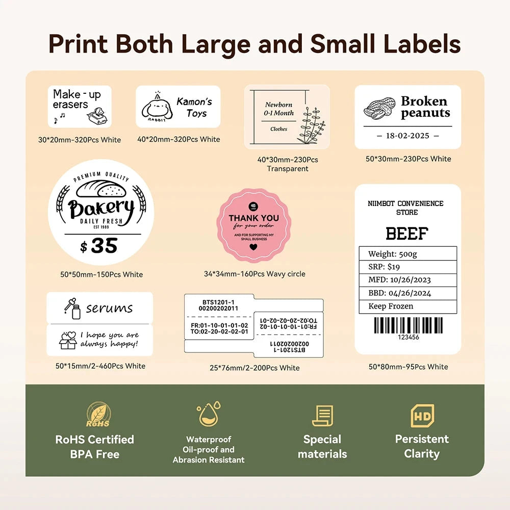 NIIMBOT B21/B1 Portable Thermal Printer 1500mAh Wireless Sticker Printer With Self-adhesive Labels For Barcode Clothing Jewelry