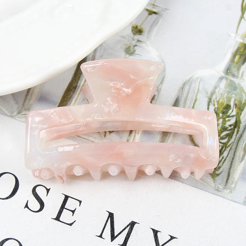 Mini Women's Hair Clips Colorful Geometric Hollow Crab Claw Clip Acetate Leopard Print Fashion Girls Hairpin Hair Accessories - AMULET RING STORE