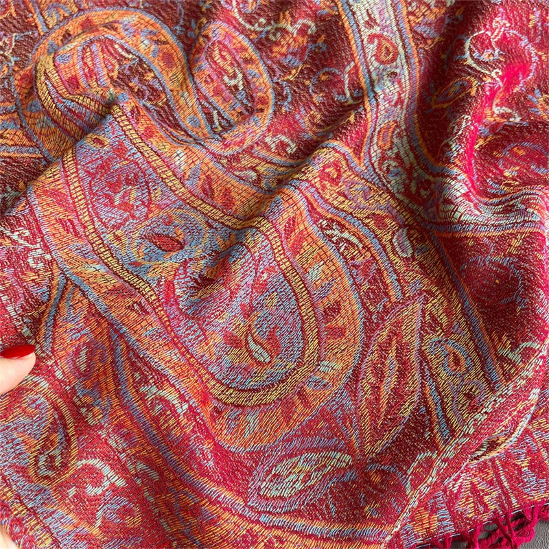 Elegant Ethnic Autumn Cashmere Shawl for Women Jacquard Pashmina Scarves Bufandas De Invierno Mujer Female Foulard Stoles Scarf - AMULET RING STORE