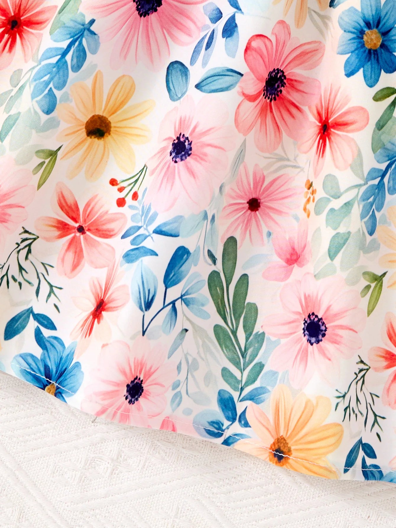 New Kids Girl Dress Summer Floral with Bow Fashion White Vestidos Short Sleeve Children Clothing Outfits Casual Printed  Dresses