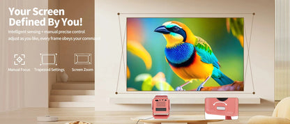 DESS Projector 4K Mini Portable Build-in Apps WIFI6 Mirror SmartPhone For 4K Video Home Cinema Projector Outdoor Rotatable 180°