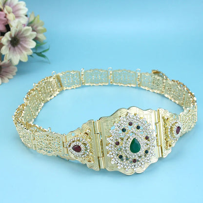 Arabic Style Women Belt Metal Waist Chain Adjustable Length Moroccan Caftan Belt