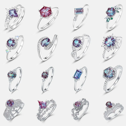 ALLNOEL Natural Alexandrite 925 Silver Ring Health rings for Women Weight Loss Fatigue Pressure Fatigue Relief Yoga Jewelry Gift