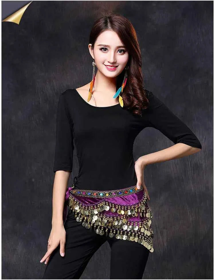 Oriental/Indian Belly Dance Coin Belt BellyDance Hip Scarf Golden Coins Belly Dance Costume Accessories Dancing Coin Belt