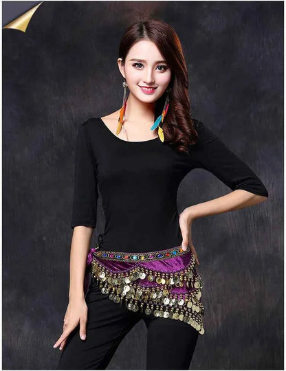 Oriental/Indian Belly Dance Coin Belt BellyDance Hip Scarf Golden Coins Belly Dance Costume Accessories Dancing Coin Belt