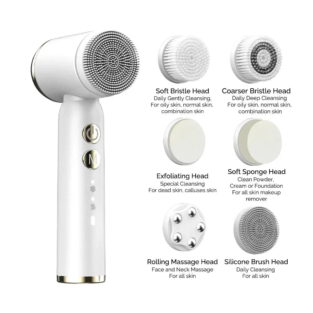 6 In 1 Electric Cleansing Brush Sonic Rotating Cleansing Brush Facial Clean and Remove Acne Pore Skin Rejuvenation Beauty Care