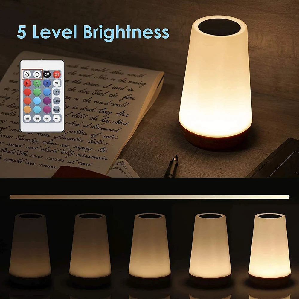 13 Color LED Changing Night Light RGB Remote Control Touch Dimmable Lamp Portable Table Bedside Lamp USB Rechargeable Night Lamp - AMULET RING STORE