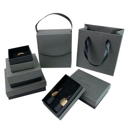 Simple Jewelry Box Earnail Ring Bracelet Necklace Gray Black Paper Jewelry Display Case Jewelry Organizer Box - AMULET RING STORE