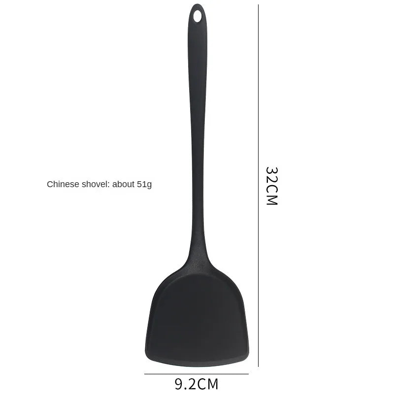 8ps Household black Silicone kitchenware 8-piece set of Chinese spaghetti spoon salad spaghetti spaghetti spaghetti，Rice spoon，