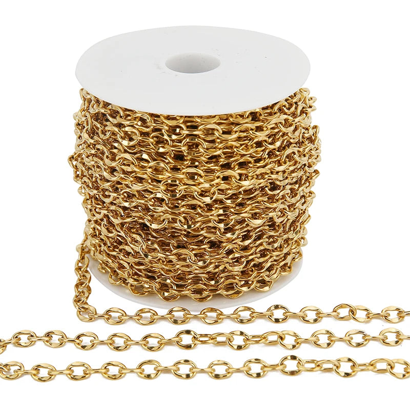 1M Heavy Chunky Hip Hop Chain Stainless Steel Frosted Oval Link Chains for DIY Men Jewelry Making Punk Necklace Bracelet Chain - AMULET RING STORE