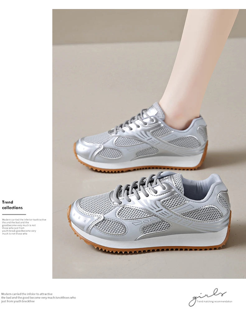 Women's Colorblock Casual Sneakers, Lace Up Soft Sole Platform Casual Shoes, Low-top Walking Comfy Shoes in holiday - AMULET RING STORE