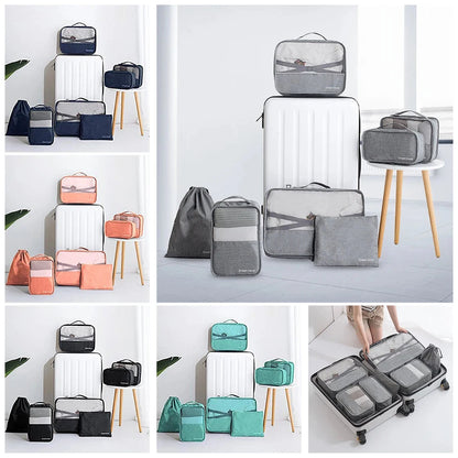 8/7/6 Pieces Set Travel Organizer Storage Bags Suitcase Packing Cubes Set Cases Portable Folding Luggage Clothes Shoe Tidy Pouch - AMULET RING STORE