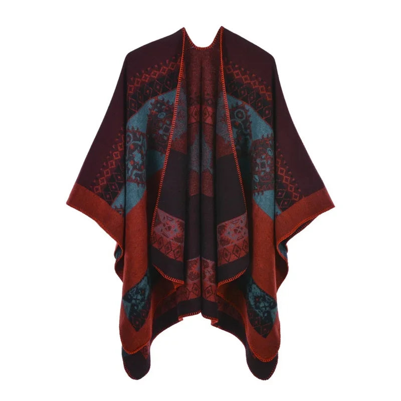 Winter Fashion Poncho Women Capes Scarf Imitation Cashmere Ladies Scarves Warm Shawls Wraps Woman Ponchos Bufanda Mujer Foulard
