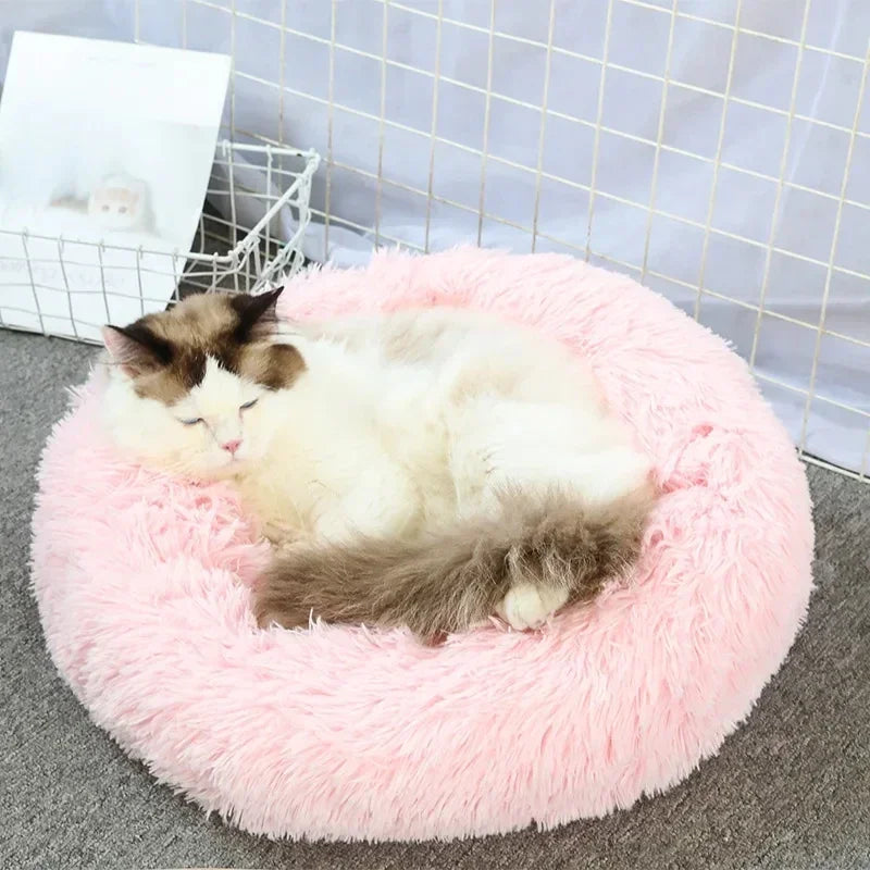 Round Cat Beds House Soft Long Plush Best Pet Dog Bed For Dogs Basket Pet Products Cushion Cat Bed Cat Mat Animals Sleeping Sofa - AMULET RING STORE