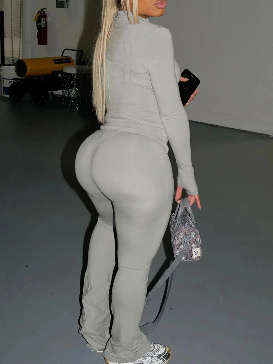 LW casual 2pcs sets fitness yoga suits women's matching sets Autumn long sleeve Zipper Design Top coat + Skinny Pants Set