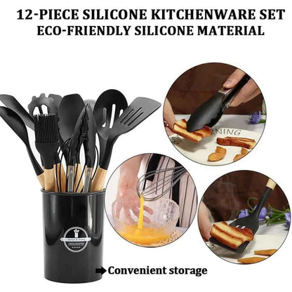 12Pcs Kitchen Utensil Set Silicone Spatula Set Spatula Spoon Brush Whisk Cooking Tools Kit Non-Stick Spatula Set for Kitchen