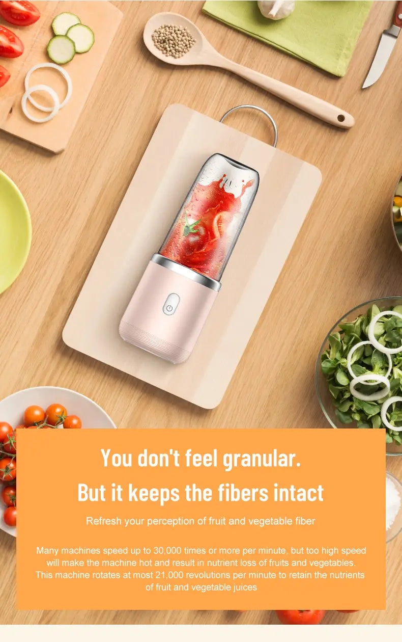 Portable Blender Bottle Electric 6 Blades Multifunction Juice Blender Fresh Juice Smoothie Blender Ice CrushCup Food Processor - AMULET RING STORE