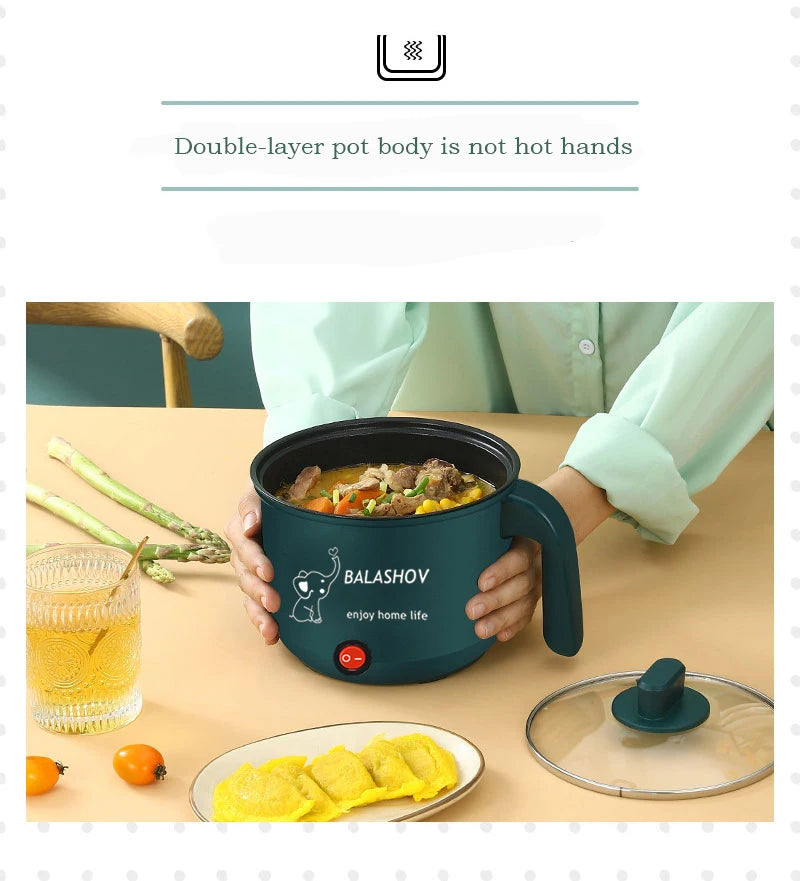 Mini Electric Cooker Non-stick Cooking 1-2 People Double Hot Pot steamer Hot Pot Multifunction Electric Cooker for Home 110V US - AMULET RING STORE