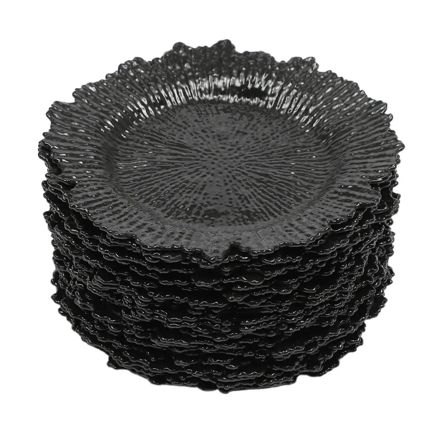 24PCS 12.6in Modern Charger Plates Daily Dining Round Plastic Reef Plate Dinner Plates - AMULET RING STORE