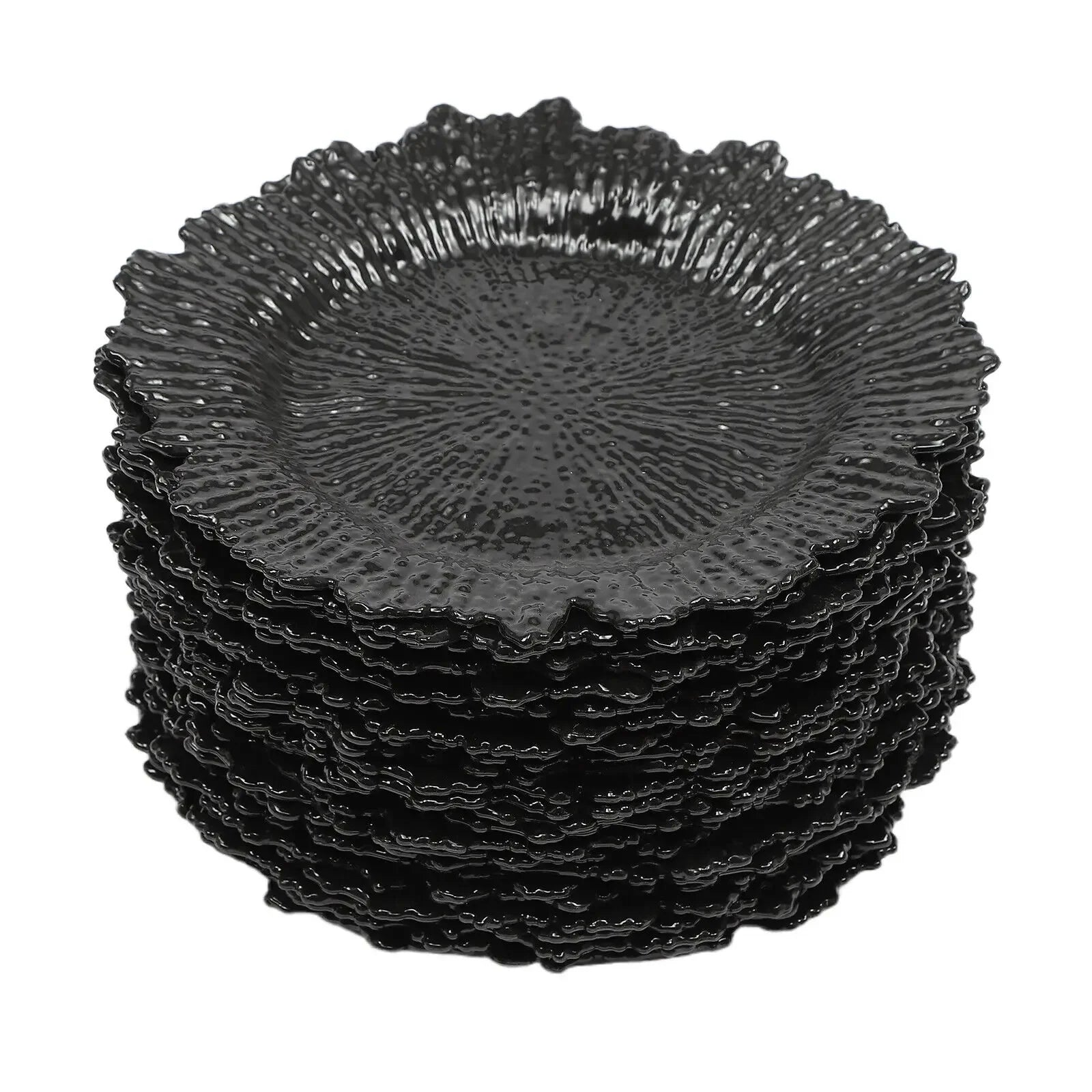 24PCS 12.6in Modern Charger Plates Daily Dining Round Plastic Reef Plate Dinner Plates - AMULET RING STORE