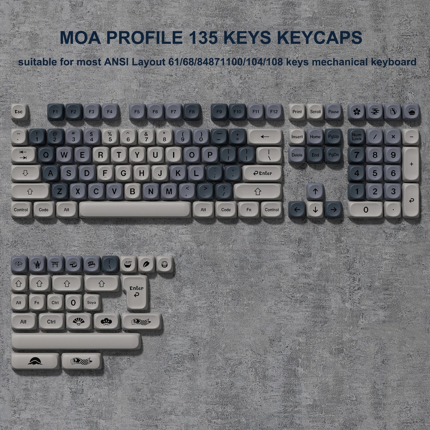 134 Keys Pink Cat  MOA Profile PBT Keycaps Customs Dye Sub Key caps for 61/87/104 Cherry MX Switch Gaming Mechanical Keyboard