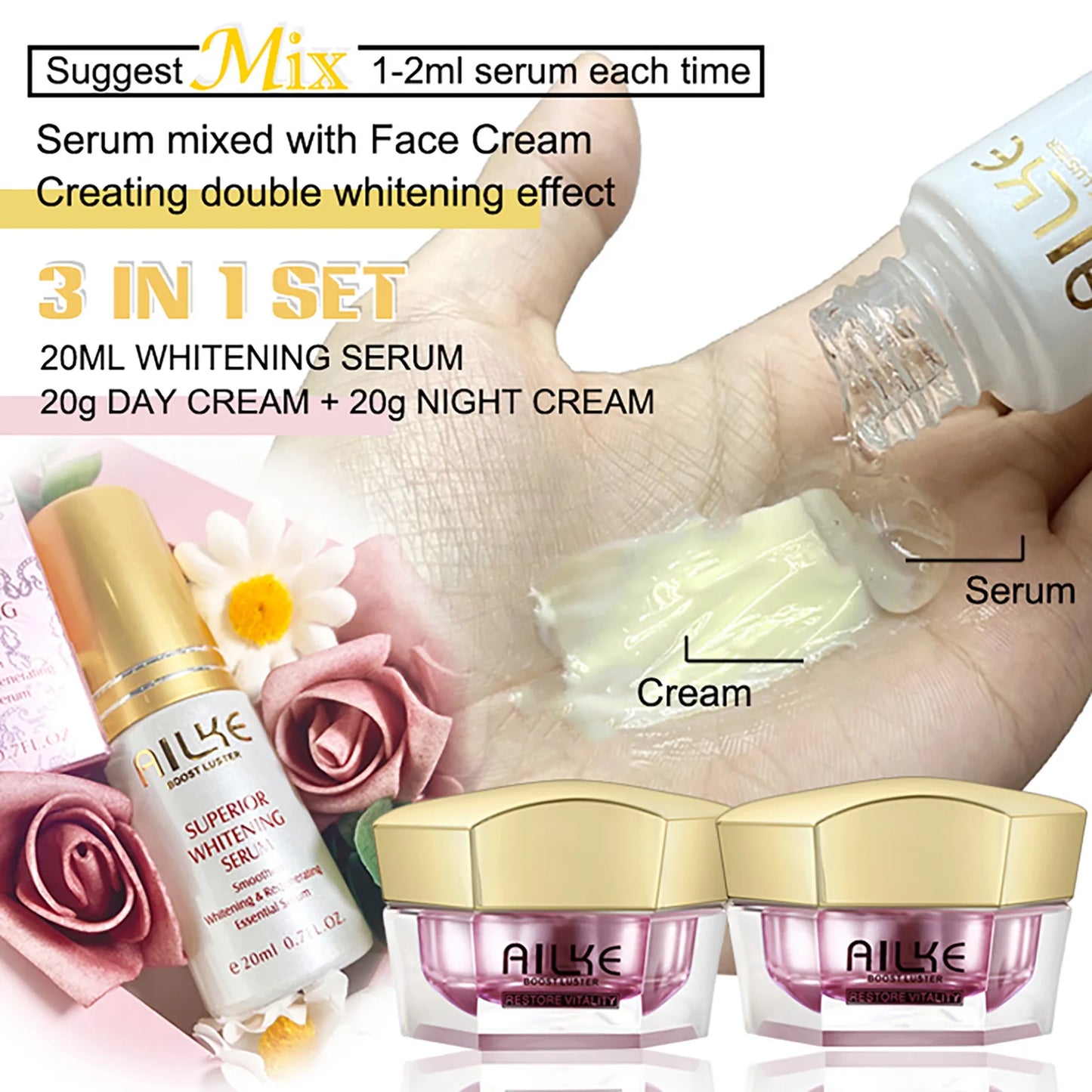 AILKE Face Cream With Hyaluronic Acid, Whitening Moisturizing Lifting Anti-aging, Women Sleeping Dry Korean Bleaching Skin Care