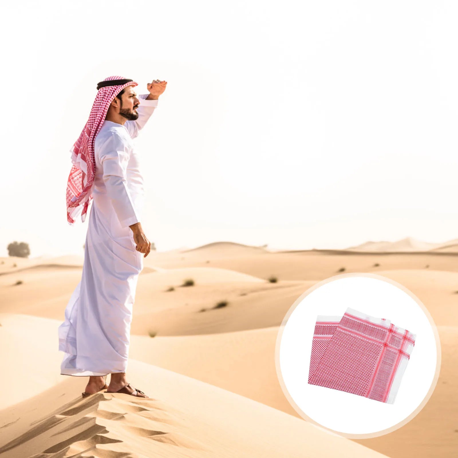 Polyester Men Headscarf Arab Turban Muslim Dubai Scarf Saudi Shawl Hiking Bandana Camping Shemagh Outdoor Accessory Breathing - AMULET RING STORE